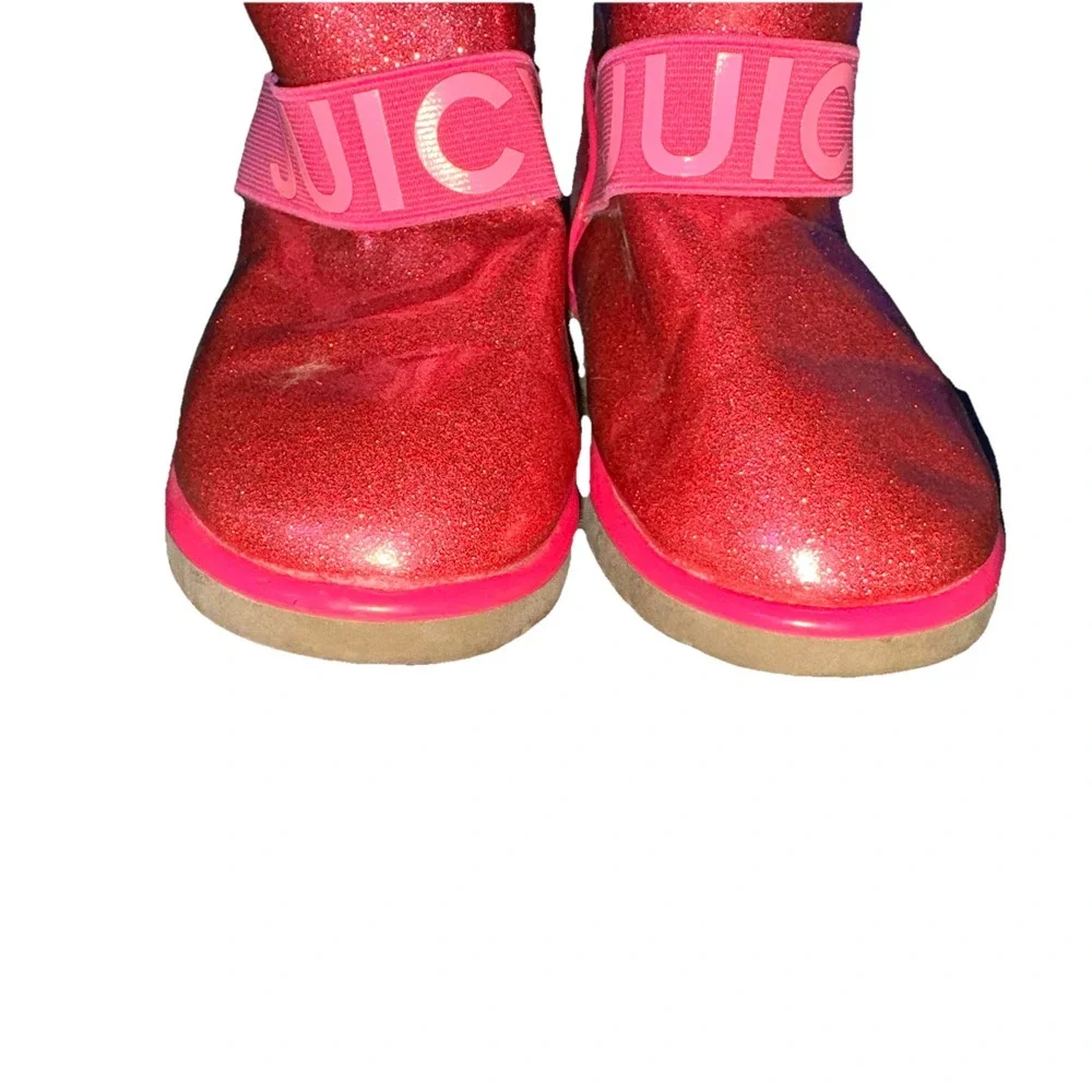 Juicy Couture Citrus Heights Boot Faux Fur Hot Pink Glitter Barbiecore Girls 13